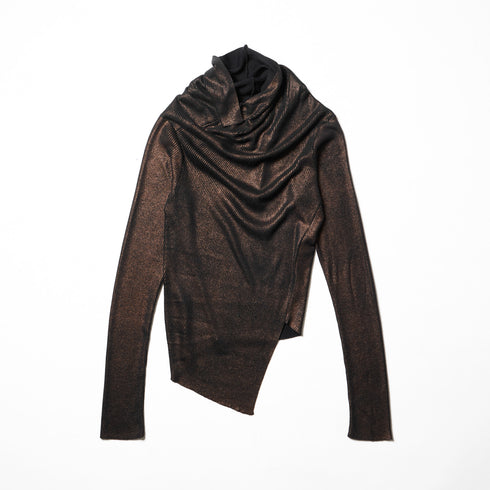 JULIUS 917KNM2-C Dark Brown / Cowl Neck Knit Top